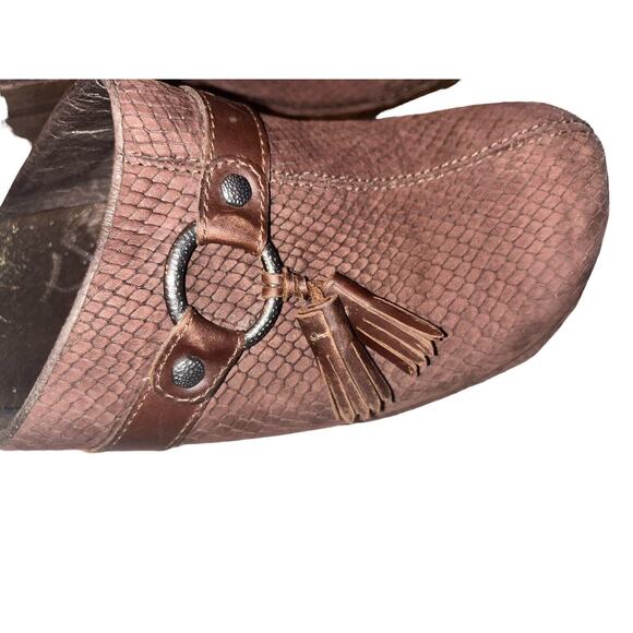 Dansko Shandi Clogs Mules Snakeskin Brown Leather Tasseled Slip-On Shoes Size 41 - Picture 11 of 11